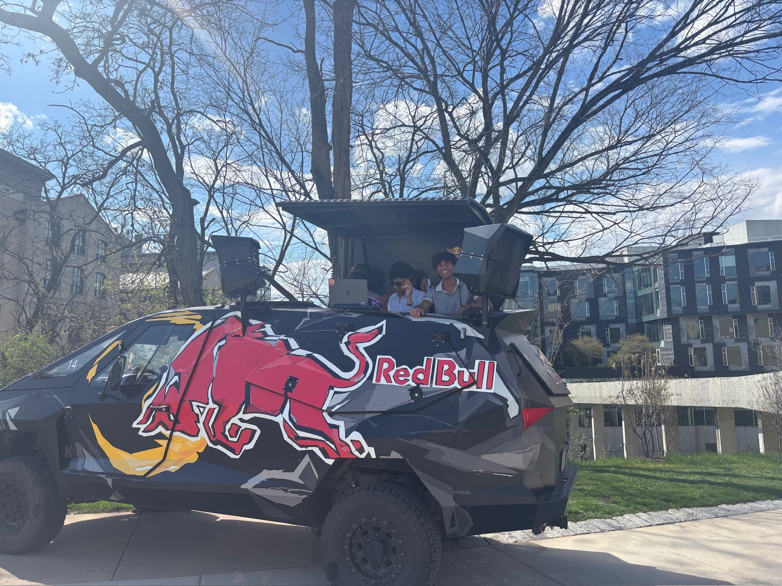 Crowd at the Red Bull truck on the Cut during Carnival
